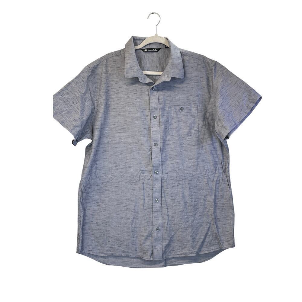 Travis Matthews Mens XL Gray Button Up Golfer Shirt Single Pocket FLAW